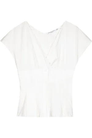 Dior Blusa plisada con cuello en V