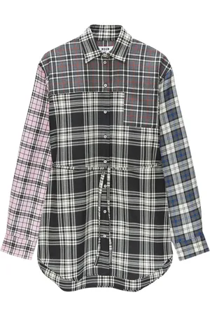 Msgm Vestido camisero corto con motivo de cuadros
