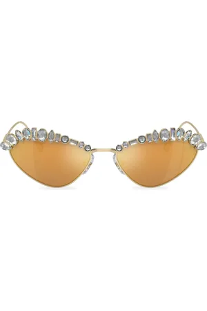 Swarovski Lentes de sol con armazón cat eye y detalles de cristal