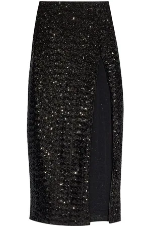 Oseree Falda midi bordada con detalles de lentejuelas