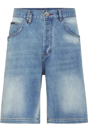 Philipp Plein Shorts de mezclilla con aplique Tiger