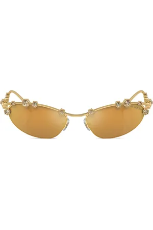 Swarovski Lentes de sol con armazón cat eye y detalles de cristal