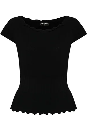 CHANEL Top de tejido fino con ribete festoneado 2008