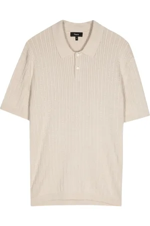 THEORY Playera tipo polo en tejido de ochos