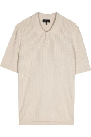 THEORY Playera tipo polo en tejido de ochos