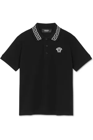 VERSACE Playera tipo polo con detalle Greca