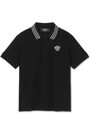 VERSACE Playera tipo polo con detalle Greca