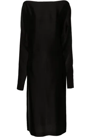 Gauchere Vestido midi satinado con cuello redondo