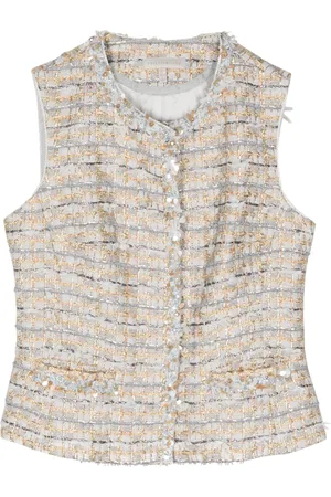 SHIATZY CHEN Chaleco de tweed con ribete de mostacillas