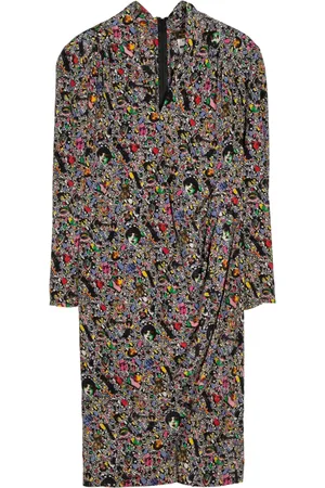 Fendi Vestido de seda con estampado gráfico