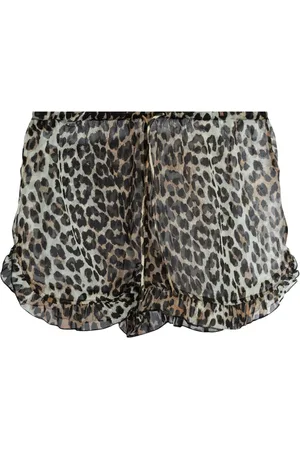 Ganni Shorts de playa con estampado de leopardo