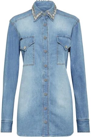Philipp Plein Camisa de mezclilla con detalles de cristal