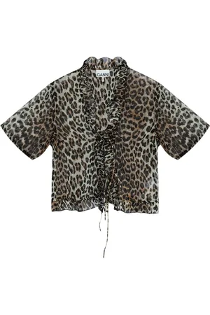 Ganni Blusa con estampado de leopardo