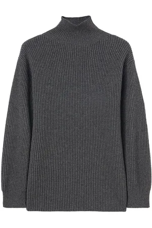Jil Sander Suéter tejido de canalé con cuello de tortuga