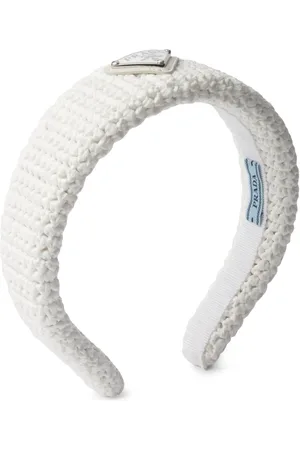 Prada Diadema de crochet con placa del logo