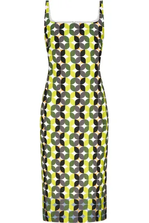DRIES VAN NOTEN Vestido midi con estampado geométrico