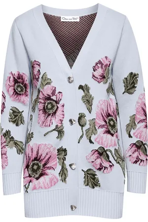 Oscar de la Renta Cárdigan con motivo floral en jacquard