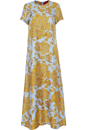 La DoubleJ Vestido largo de seda con estampado floral