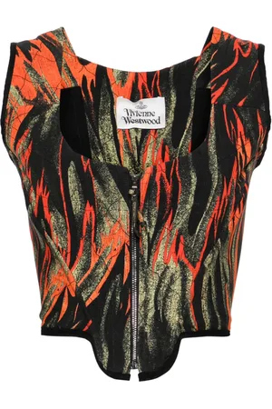Vivienne Westwood Top estilo corset con llamas estampadas 2002