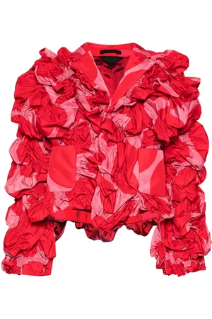 Comme des Garçons Chamarra con detalle fruncido y estampado abstracto