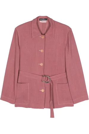 Salvatore Ferragamo Chamarra con botones y cinturón 1980
