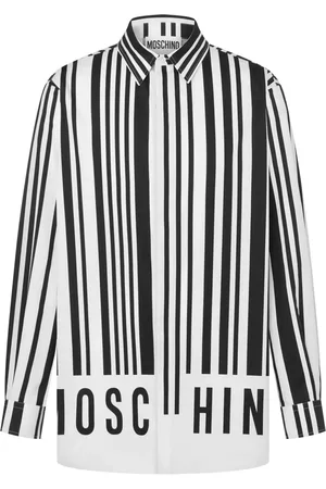 Moschino Camisa de popelina con estampado de código de barras