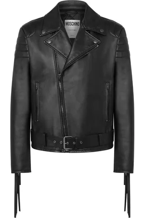 Moschino Chamarra biker con detalle de flecos