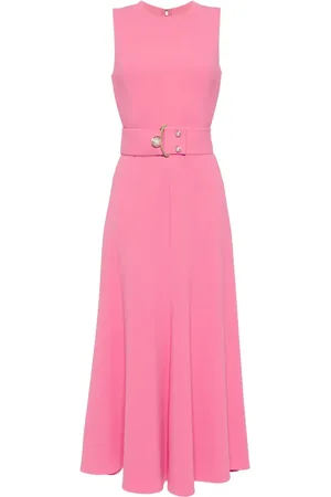 Elie saab Vestido midi de seda con cinturón