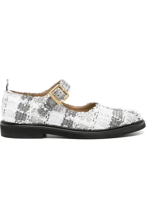 Thom Browne Flats de tweed con motivo de cuadros tartán