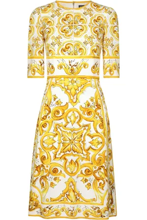 Dolce & Gabbana Vestido de crepé con estampado Mayólica
