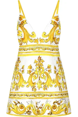Dolce & Gabbana Vestido corto de seda con estampado Mayólica
