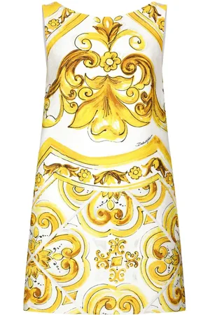 Dolce & Gabbana Vestido corto de seda con estampado Mayólica