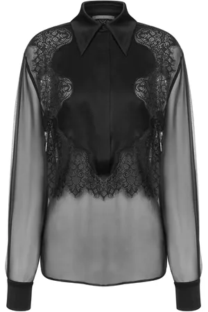 Alberta Ferretti Blusa transparente con panel de encaje