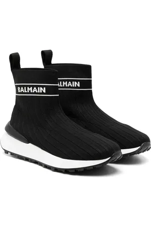 Balmain Tenis estilo calcetín con logo en intarsia