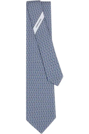 Salvatore Ferragamo Corbata de seda con estampado Gancini