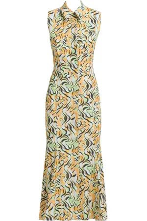 Marni Vestido camisero midi con estampado floral y aberturas