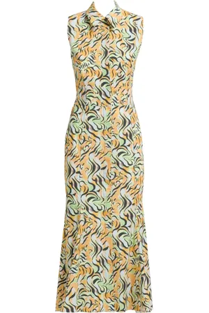 Marni Vestido camisero midi con estampado floral y aberturas