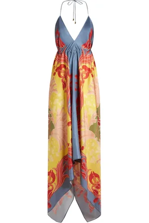 Etro Vestido de seda con estampado gráfico