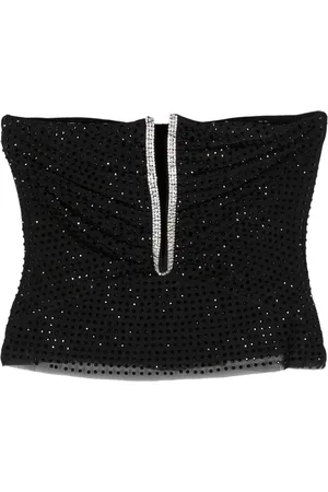 Self-Portrait Top estilo strapless con apliques de strass