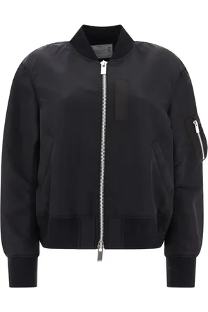 SACAI Chamarra bomber con cuello estilo béisbol y cierre