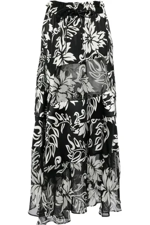 SACAI Falda midi con diseño plisado y estampado floral