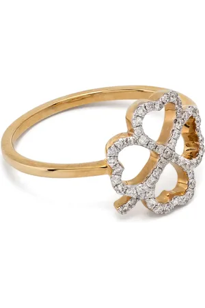 YVONNE LÉON Anillo Bague Fil Trèfle en oro amarillo de 18kt con diamantes