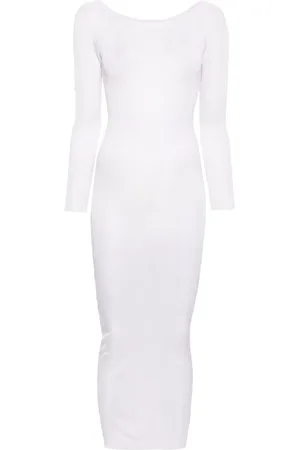 MAGDA BUTRYM Vestido largo con diseño semitransparente de canalé