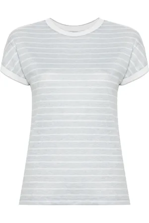 ELEVENTY Playera con motivo de rayas y cuello redondo