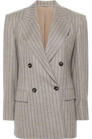 Brunello Cucinelli Blazer con doble botonadura y motivo de rayas