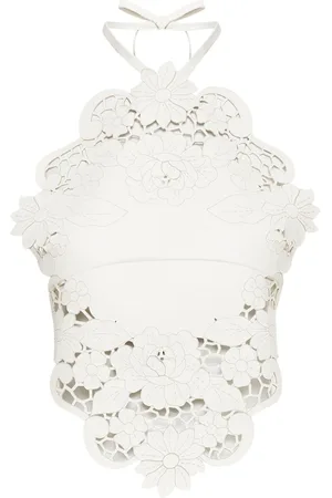 Oscar de la Renta Top con cuello halter y motivo floral