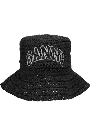 Ganni Sombrero de rafia con logo bordado