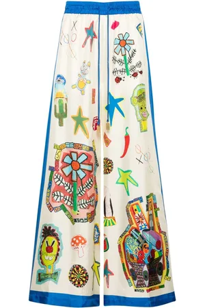 ALÉMAIS Pantalones palazzo con estampado Rollers illustration