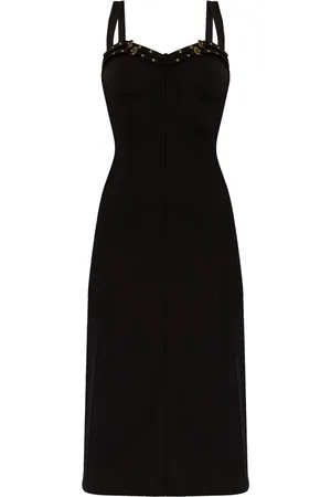 VERSACE Vestido midi con ribete de hebilla