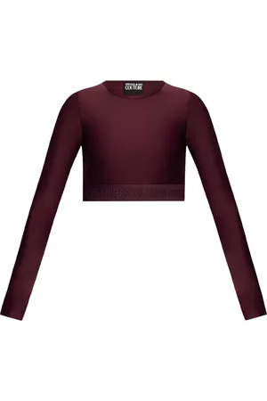 VERSACE Top corto con logo en el dobladillo